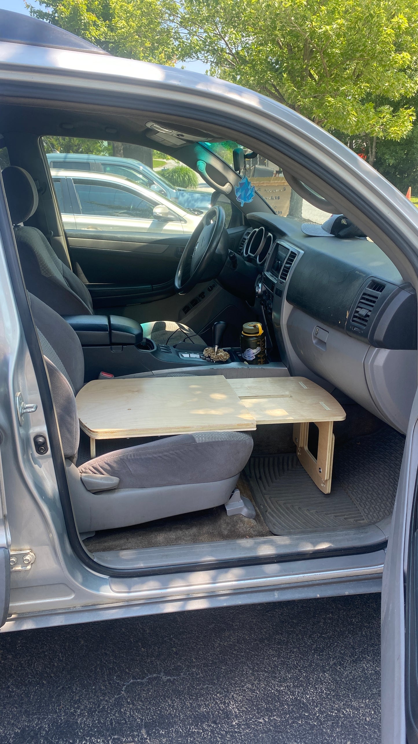 A front seat dog bed in a Toyota 4Runner